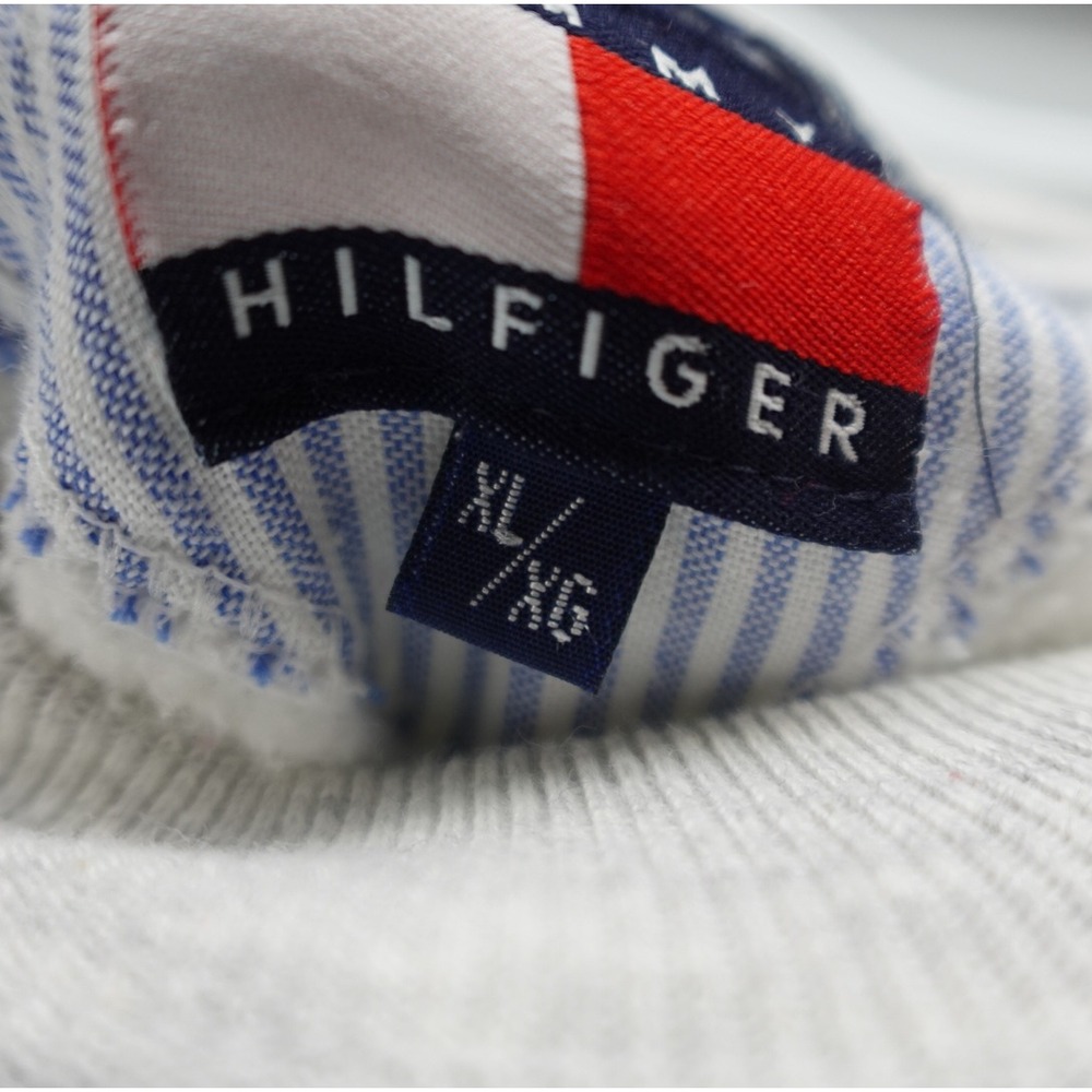 Tommy Hilfiger Vintage Mens Crewneck Sweatshirt Gray Embroidered Crest XL USA - Picture 4 of 8